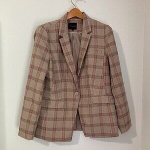 The LIMITED Beige Tartan Jacket Blazer Women Size 14 Work Classic Preppy